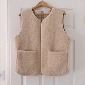 Fleece Sherpa Vest, Reversible Plaid